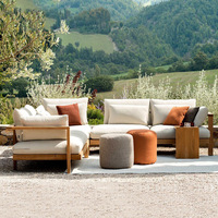 Ensemble de canapé d'extérieur démontable, confortable, durable, écologique, imperméable, avec petite table basse, en teck massif, pour jardin et terrasse