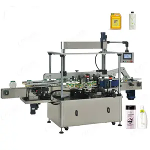 Machine d'étiquetage Double face entièrement automatique pour bouteilles plates/ovales/rectangulaires/carrées