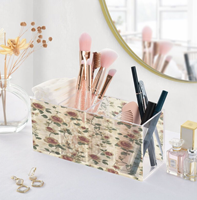 Boîte de rangement transparente personnalisée imprimée UV, multifonctionnelle, en acrylique, pour maquillage et papeterie de bureau