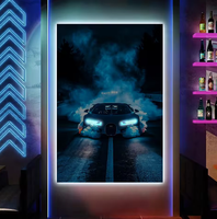 Décoration de chambre d'enfant impression d'œuvres d'art en 3D faites à la main affiche de voiture peinture illuminée toile éclairée art mural à LED de luxe