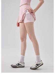 Falda pantalón de yoga con volantes de cintura alta para mujer, antitransparente, con shorts incorporados, falda de tenis de secado rápido para pilates y gimnasio, venta al por mayor - Product Image 4