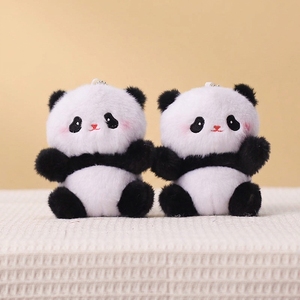 Porte-clés en peluche panda mignon avec joues roses, animal en peluche doux, breloque de sac, pendentif de sac à dos, mini jouet, cadeau pour enfant, vente en gros - Product Image 2