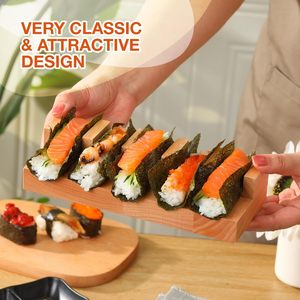 Plateaux à rouleaux de maïs de style japonais écologiques personnalisés en usine, supports en bois pour rouleaux de maïs de différentes tailles, vendus aux restaurants - Product Image 4