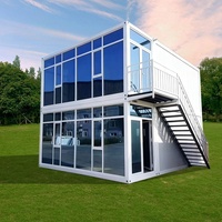 Casa Contenedor Prefabricada de Lujo con Pared de Cortina de Vidrio de 20 pies, Unidad de Vivienda Modular Desmontable para Alojamiento en Hoteles al Aire Libre