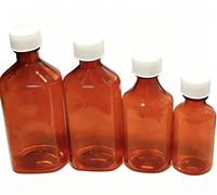 Bouteilles en plastique ovales pour médicaments liquides oraux de pharmacie, 1oz, 2oz, 3oz, 4oz, 6oz, 8oz, 12oz, 16oz, en PET ambré, pour sirop contre la toux