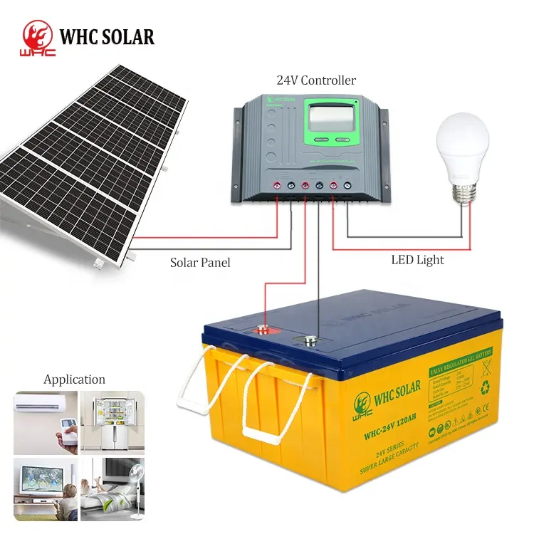 WHC longue durée de vie 12V 24V 100AH 120AH 250AH batterie au gel au plomb à cycle profond 12V 200AH AGM 12V batterie solaire