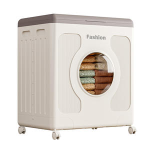 Armoire Multifonctionnelle Grande Capacité à Couvercle Rabattable Carrée en Plastique et Aluminium pour Rangement Mobile Domestique - Product Image 5