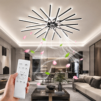 Ventilateur de plafond LED moderne de 45 pouces avec lumière, télécommande, 6 vitesses, moteur DC à intensité variable pour salon et chambre à coucher