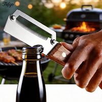 2-pack 2-in-1 multifunctionele groenteschiller met flesopener en houten handvat, roestvrijstalen mes, keukengereedschap