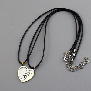 Thời trang thép không gỉ động vật Mặt dây chuyền Yin Yang đen trắng mèo ôm vài Vòng cổ Ngày Valentine phong cách - Product Image 4