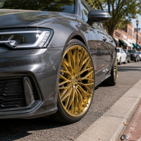 Jantes forgées personnalisées en maille dorée brillante à rayons en Y, 17-24 pouces, 5x112 5x114.3 5x120 5x130 pour Porsche Range Rover Audi R8