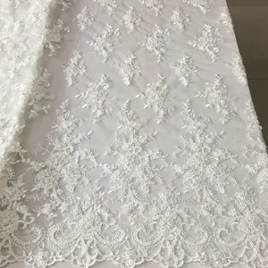 Tissu de tulle brodé à la main, dentelle de mariée, modèles de broderie