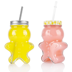 Offre Spéciale 500ml Transparent Gingerbread Biscuit Man Shape Jus Bouteille de boisson en verre avec couvercle - Product Image 2
