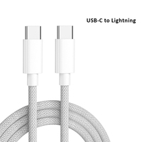 Câble tissé PD 20W pour iPhone 11 12 13 14 Nylon Tressé 60W Type-C à Type-C pour iPhone 15 16