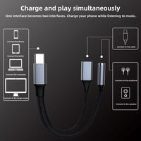 Cable Adaptador de Audio Auxiliar Tipo C 2 en 1 con Divisor, Trenzado de Nylon y Aluminio, para Laptop, Teléfono, Auriculares, Llamadas y Carga