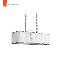 Lustre linéaire en albâtre espagnol, laiton massif, pour salle à manger, villa, hôtel, salon