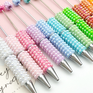 B7039フルプラスチックパールストリングボールペンハンドペストブリンビーズDIYクリエイティブカラフルレジンストーンオフィスギフト - Product Image 2