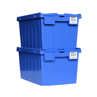 Boîte de rangement en plastique empilable à haute résistance avec couvercle à charnières