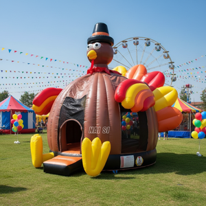 <span class=keywords><strong>Castello</strong></span> Gonfiabile a Tema Tacchino con Scivolo e Decorazioni per il Ringraziamento, con Soffiatore d'Aria Incluso - Product Image 1