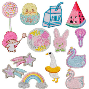 Cartoon Iron on /self Sticker Embroidery Shooting Star Lollipop Angel Watermelon Patch for Kid Clothes Bag Decoration - Product Image 1