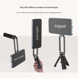 Support de téléphone magnétique pliable multifonctionnel avec mousqueton, trépied portable à commutation rapide, perche à <span class=keywords><strong>selfie</strong></span> et support stable pour prise de vue extérieure - Product Image 6