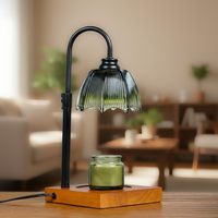 Lampe d'aromathérapie en bois, chauffe-cire électrique avec minuterie et variateur d'intensité, réglable en hauteur, en métal