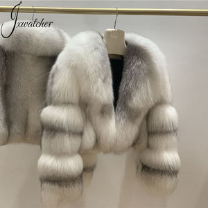 여성용 풀 펠트 100% 리얼 폭스 퍼 숏 코트 겨울 크롭 리얼 애니멀 퍼 코트 - Product Image 1