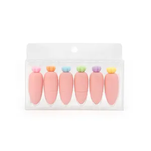 6 Stück Mini süße rosa Karotte Auberginen Pastell Text marker Stifte für Kinder Kinder