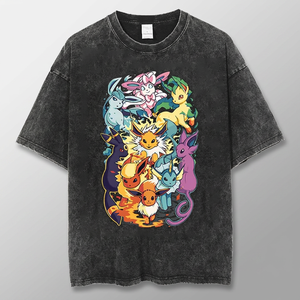 T-shirt graphique de la série Eevee Evolution pour homme, coupe ample, manches courtes, coton, col rond, imprimé avec un motif de personnage - Product Image 3