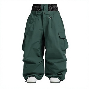 Pantalones de Esquí Unisex Impermeables, Resistentes al Viento y Calefactables, Color Verde Oscuro, con Bolsillos Tipo Cargo y Cierre con Cordón - Product Image 1