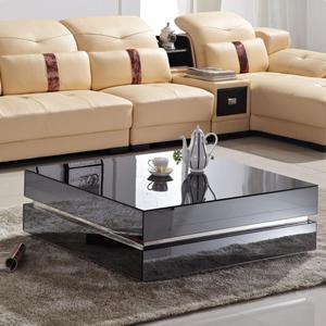 Hot bán 4 ngăn kéo Đầy đủ màu đen kính độ bóng cao Bàn cà phê nhân đôi bảng trung tâm cho phòng khách - Product Image 2