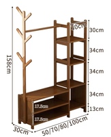 Porte-vêtements en bambou multifonctionnel moderne, support de vêtements sur pied avec étagères pour la chambre à coucher, le salon