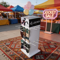 Présentoir en carton ondulé moderne à quatre faces pour magasin de détail, présentoir de vêtements et de chaussettes, présentoir de stand avec panneau perforé, personnalisable