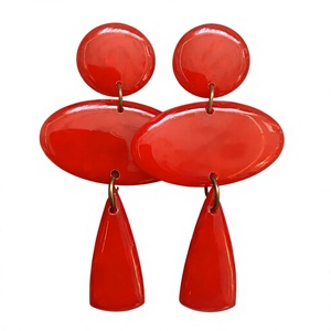 Boucles d'oreilles créoles fantaisie de haute qualité en forme d'ancre, mignonnes, multicolores rouge et bleu, en résine acrylique, style décontracté et sportif unisexe, bijoux pour femme - Product Image 5