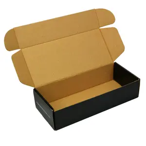 Altın tedarikçisi siyah oluklu posta bezi ambalaj kutusu lüks zarif renkli kağıt kutu
