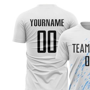 Maillot de football blanc et bleu à manches courtes, respirant, séchage rapide, pour entraînement et matchs, uniforme pour équipes masculines - Product Image 6