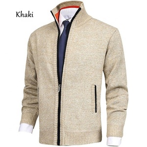 Cardigan da Uomo in Lana Stile Casual Personalizzato con Collo Alto alla Moda Giacca in Maglia Felpata Taglie Forti - Product Image 2