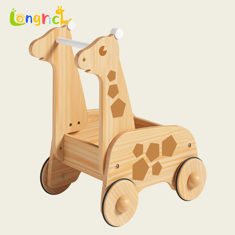 Adjustable Wooden Baby Walker Toddler Push