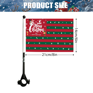 Christmas Flags Bike Flag Mountain Bicycle Race <b>Banners</b> Digital Printed with Screw Plastic Flagpole - Product Image 2
