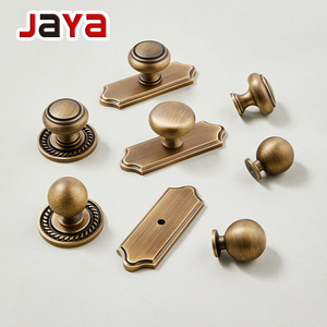 JAYA <strong>Antique</strong> Brass Finish Cabinet <strong>Knobs</strong> with <strong>Backplates</strong> Vintage Single Hole <strong>Drawer</strong> Pulls for Kitchen Wardrobe Dresser Furniture - Product Image 2
