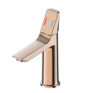 Vòi lavabo hiện đại cao cấp một lỗ, chất liệu hợp kim kẽm cao cấp, hoàn thiện bằng thép, không cần chạm, nước nóng lạnh trộn, van gốm - Product Image 5