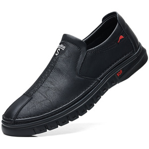 Mocassins en cuir doublés polaire pour hommes, à enfiler, semelle souple, chaussures décontractées à talon bas, couleur unie, fabriqués à Wenzhou - Product Image 5