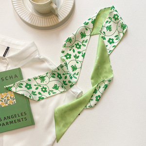 Yeni sıcak satış moda küçük taze yeşil saç kravat ipek eşarp küçük uzun kadın ince saten eşarp flama çantası dekorasyon - Product Image 2