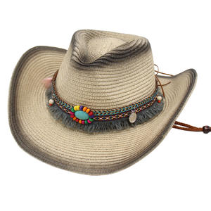 Modelo transfronterizo eBay, sombrero <span class=keywords><strong>de</strong></span> paja <span class=keywords><strong>de</strong></span> vaquero occidental, visera bloqueadora solar con flecos, estilo étnico, sombrero <span class=keywords><strong>de</strong></span> playa ahuecado, estilo <span class=keywords><strong>ins</strong></span> - Product Image 2