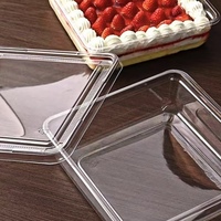 Muestra gratis cuadrado desechable transparente PET Blister plástico pastelería panadería postre pastel contenedor/caja con tapas