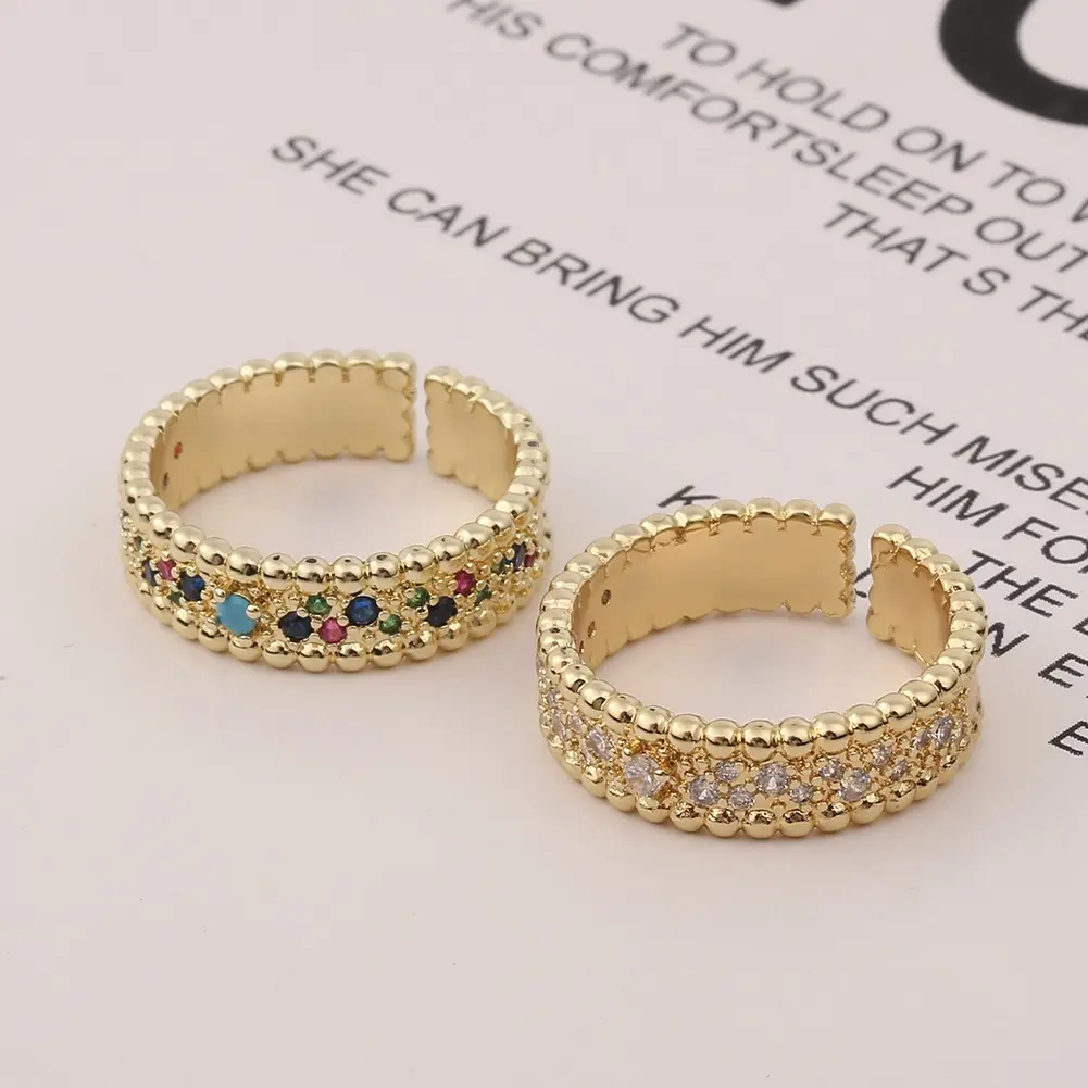 2022 regali di gioielli di moda Premium anelli di <span class=keywords><strong>zircone</strong></span> colorati placcati oro 18 carati in lega di rame Vintage