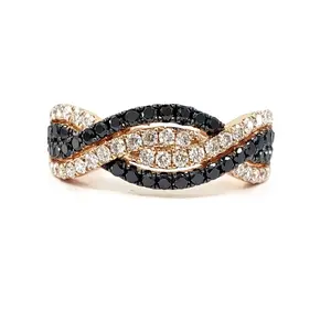 Short Lead Time Black Diamond Collection Jewellery Top Quality 14k Rose Gold Black Diamond Eternity Band Ring For Wedding Women