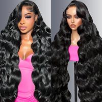 Cabello Humano Remy Brasileño Virgen 100% Natural HD sin Pegamento para Pelucas con Frente de Encaje, Ondulado, 250% de Densidad, Largo, Sin Caída