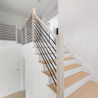 Balustres ronds en fer de 16 mm horizontaux pour rampes d'escalier, contemporains, résistants à la rouille, à fixation au sol, pour usage intérieur