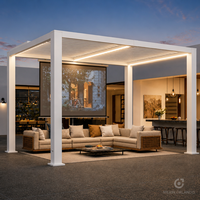 Pergola bioclimatique motorisée en aluminium et verre trempé MEIXIN ORLANDO, pour jardin d'hôtel de luxe moderne, terrasse extérieure.